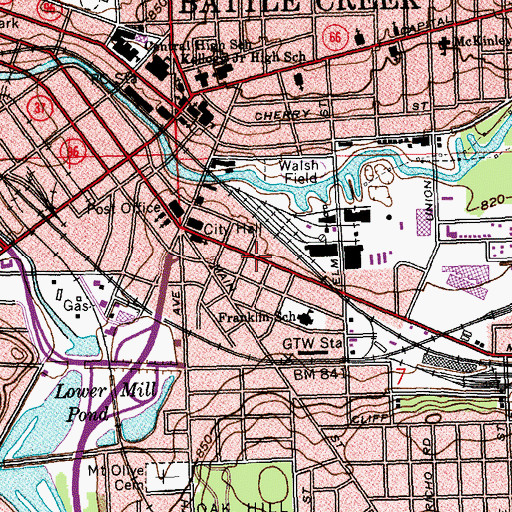 Topographic Map of Calhoun County Justice Center, MI