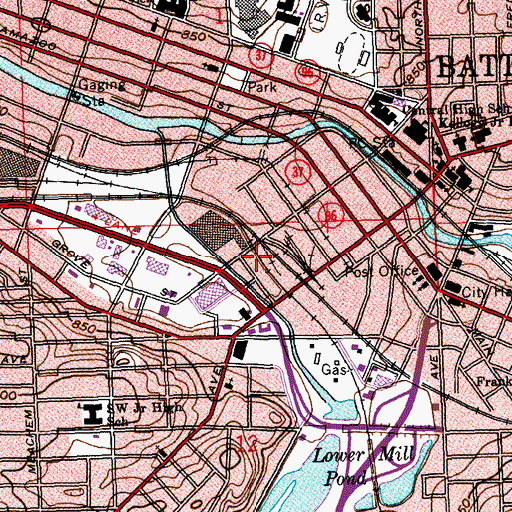 Topographic Map of Battle Creek Station, MI
