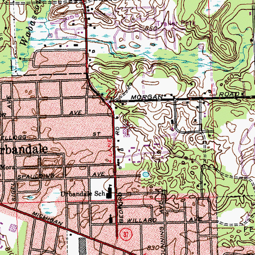 Topographic Map of Laurels of Bedford Nursing Home, MI