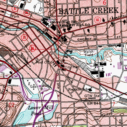 Topographic Map of Battle Creek Police Department, MI