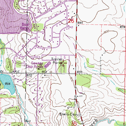 Topographic Map of Oak Lawn Mobile Home Park, IL