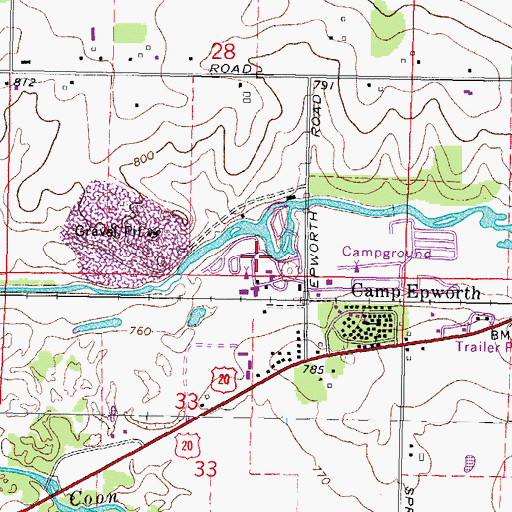 Topographic Map of Holiday Acres Mobile Home Park, IL