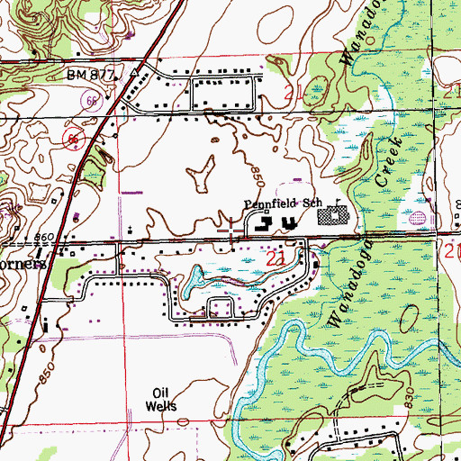 Topographic Map of Pennfield High School, MI