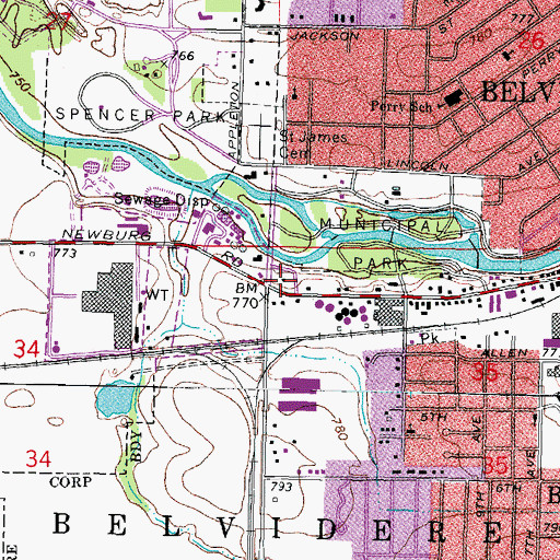 Topographic Map of Bel-Bo Mobile Home Park, IL
