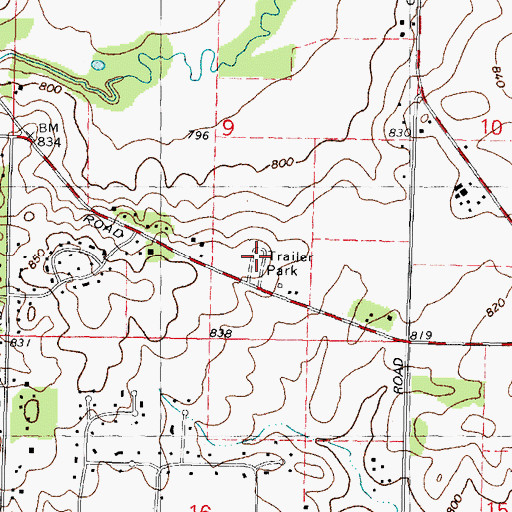 Topographic Map of Park Meadowlands West Mobile Home Court, IL