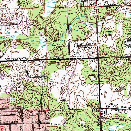 Topographic Map of Rolling Hills Mobile Home Community, MI
