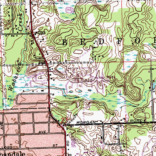 Topographic Map of Bedford Hills Mobile Village, MI