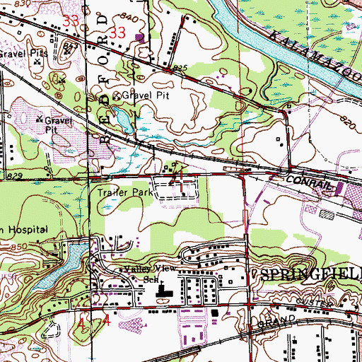 Topographic Map of Thunderbird Mobile Village, MI