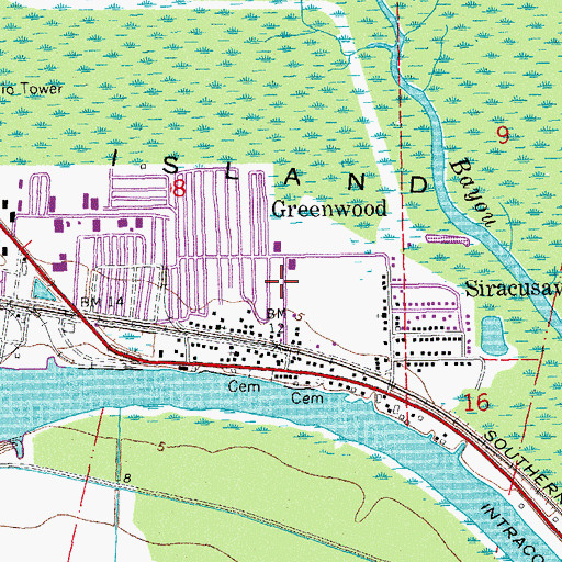 Topographic Map of Siracusaville Census Designated Place, LA