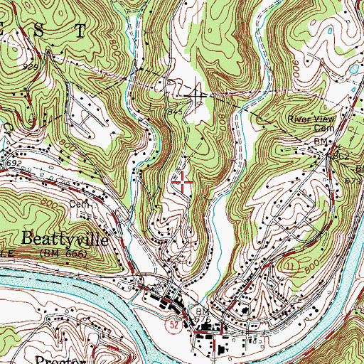 Topographic Map of Lee County Board of Education, KY