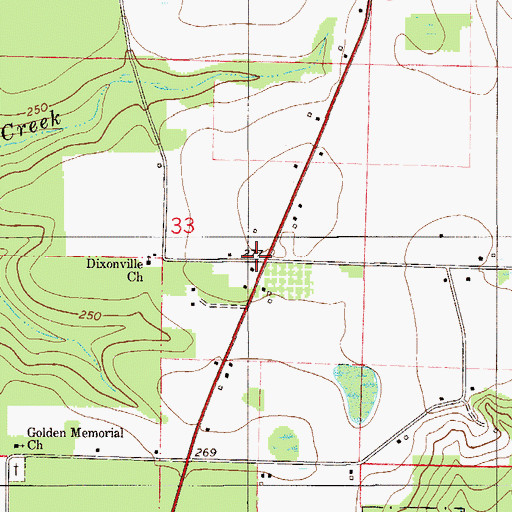 Topographic Map of Dixonville Census Designated Place, FL