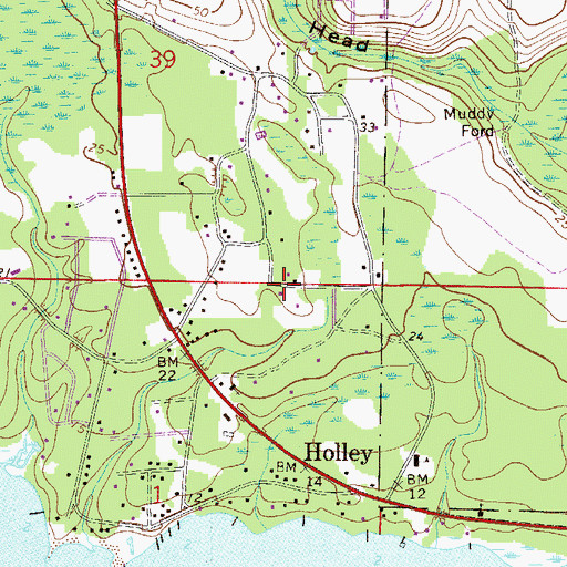 Topographic Map of Holley Census Designated Place, FL