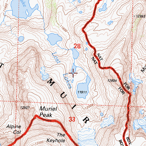 Topographic Map of Lost Lakes, CA