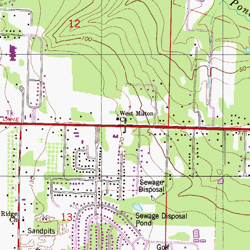 Topographic Map of Pea Ridge Census Designated Place, FL