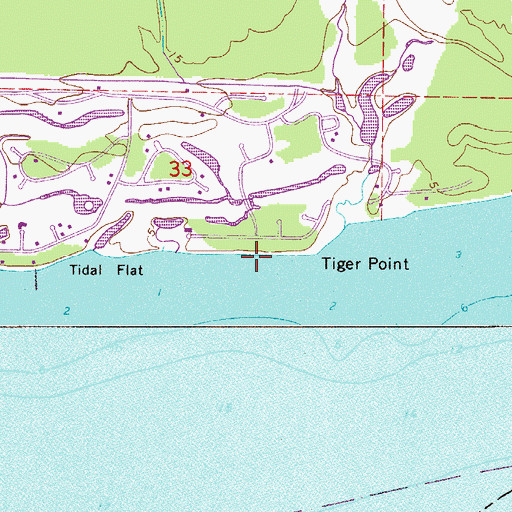 Topographic Map of Tiger Point Census Designated Place, FL