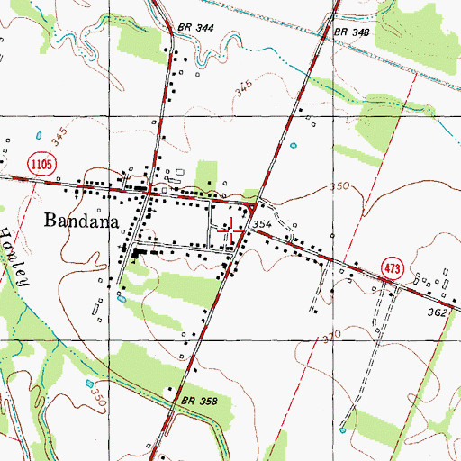 Topographic Map of Bandana Census Designated Place, KY