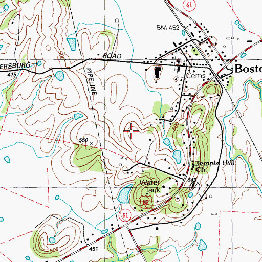 Topographic Map of Boston Census Designated Place, KY