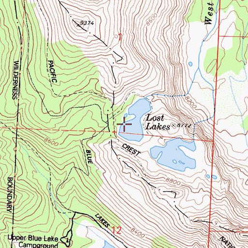 Topographic Map of Lost Lakes, CA