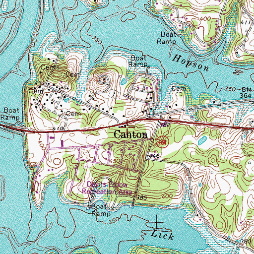 Topographic Map of Canton Census Designated Place, KY