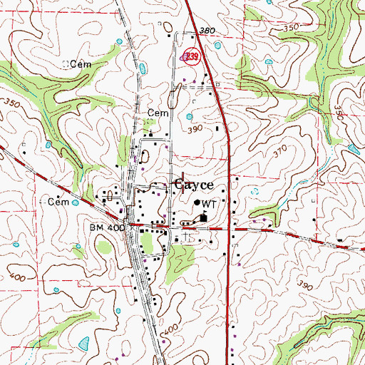 Topographic Map of Cayce Census Designated Place, KY