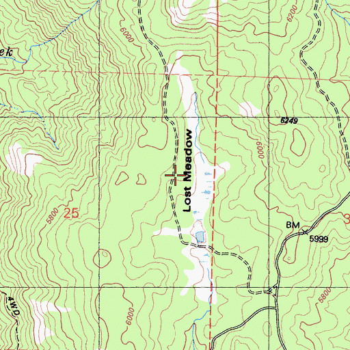 Topographic Map of Lost Meadow, CA