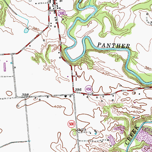 Topographic Map of Curdsville Census Designated Place, KY