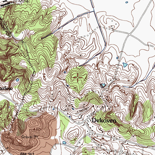 Topographic Map of Dekoven Census Designated Place, KY