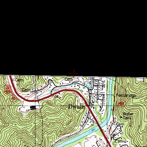 Topographic Map of Dwale Census Designated Place, KY