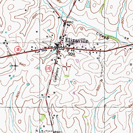 Topographic Map of Elizaville Census Designated Place, KY