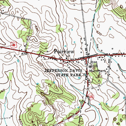 Topographic Map of Fairview Census Designated Place, KY