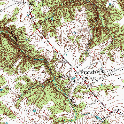 Topographic Map of Francisville Census Designated Place, KY