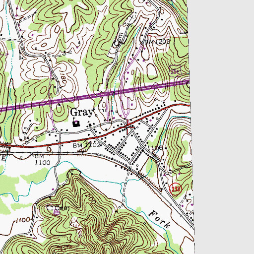 Topographic Map of Gray Census Designated Place, KY