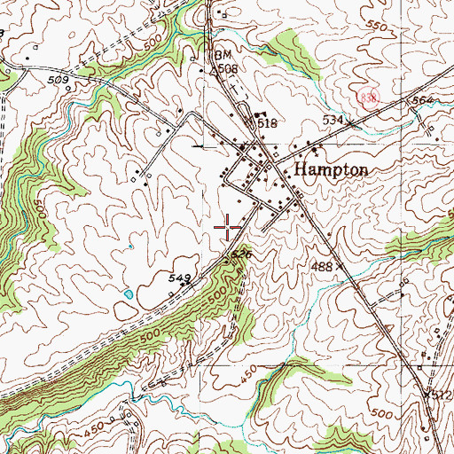 Topographic Map of Hampton Census Designated Place, KY