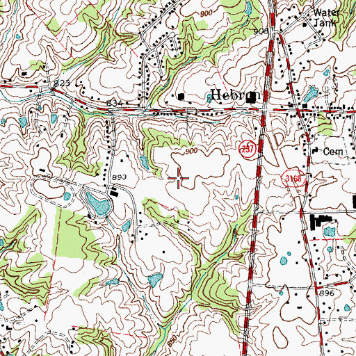 Topographic Map of Hebron Census Designated Place, KY