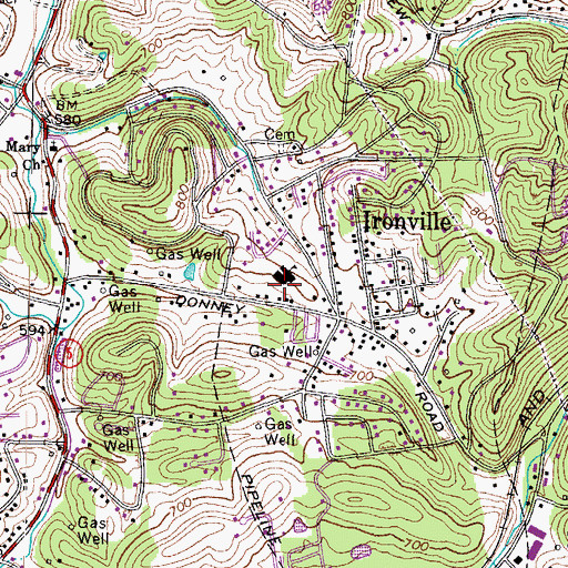 Topographic Map of Ironville Census Designated Place, KY