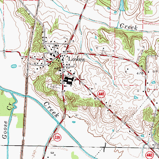 Topographic Map of Lowes Census Designated Place, KY
