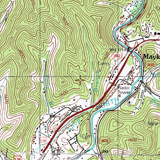 Topographic Map of Mayking Census Designated Place, KY