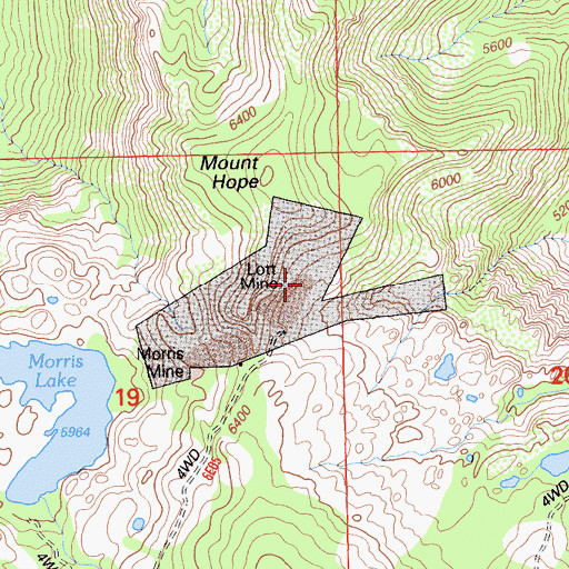 Topographic Map of Lott Mine, CA
