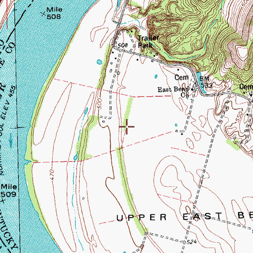 Topographic Map of Rabbit Hash Census Designated Place, KY
