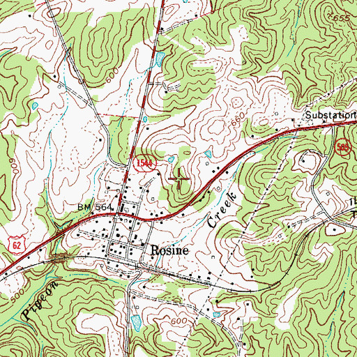 Topographic Map of Rosine Census Designated Place, KY