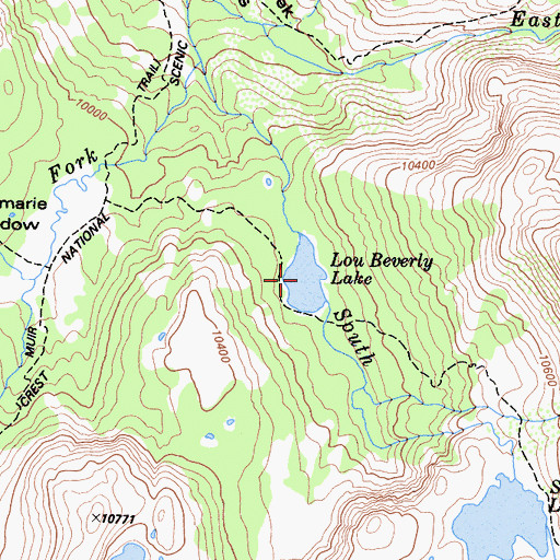 Topographic Map of Lou Beverly Lake, CA
