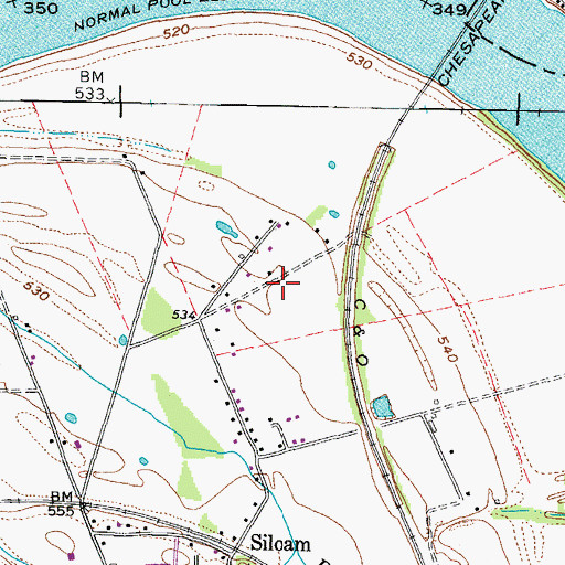 Topographic Map of Siloam Census Designated Place, KY