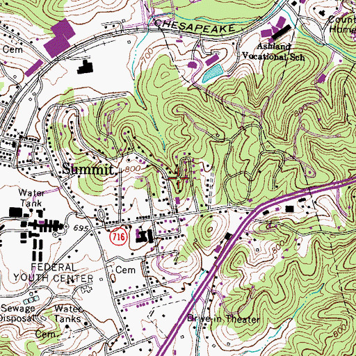 Topographic Map of Summit Census Designated Place, KY
