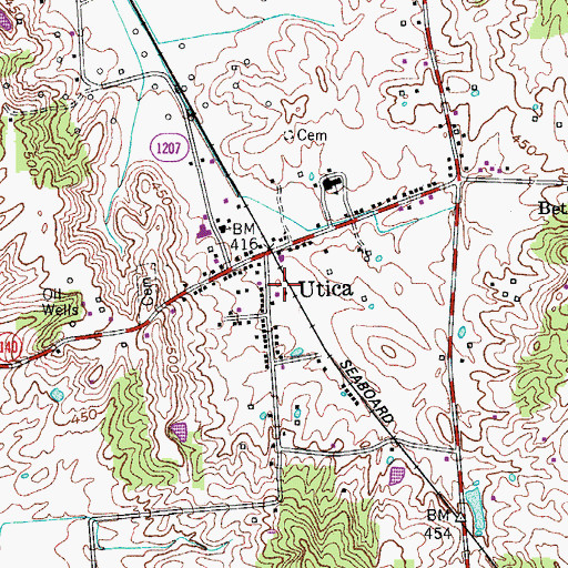 Topographic Map of Utica Census Designated Place, KY
