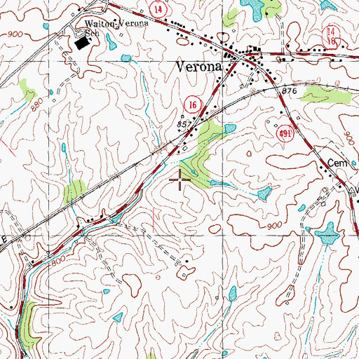 Topographic Map of Verona Census Designated Place, KY