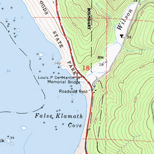 Topographic Map of Louis P DeMartin Senior Memorial Bridge, CA