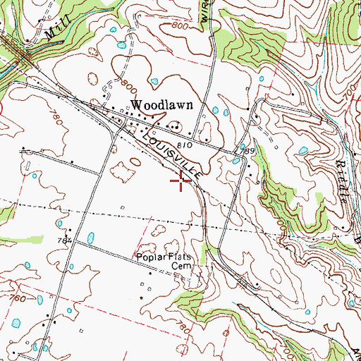 Topographic Map of Woodlawn Census Designated Place, KY