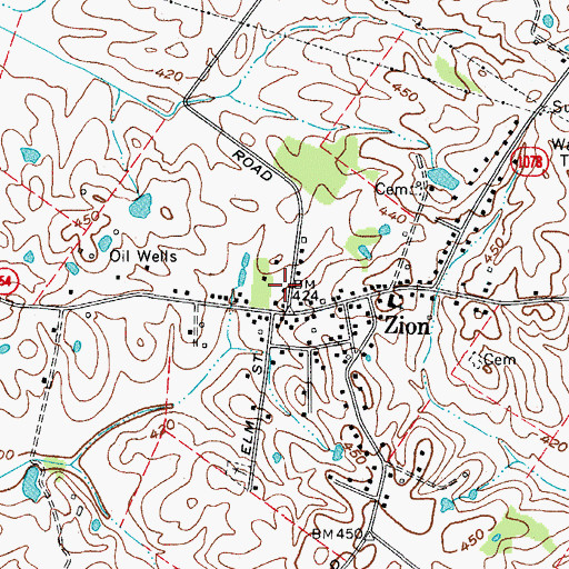 Topographic Map of Zion Census Designated Place, KY