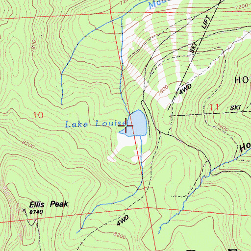 Topographic Map of Lake Louise, CA