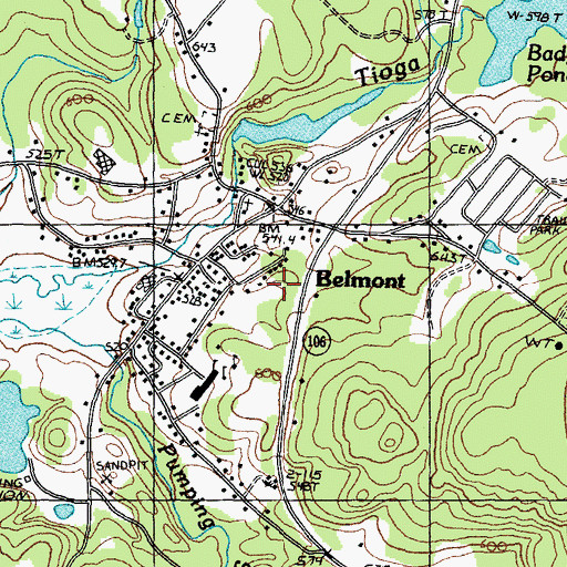Topographic Map of Belmont Census Designated Place, NH